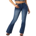 thumbnail image 1 of Women Jeans Retro Low Rise Skinny Flared Denim Trousers, 1 of 6