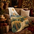 thumbnail image 3 of YShenghong Muted Mountain Ranges With Pines Sun And Winding Road Printed Flannel Blanket, 3 of 7