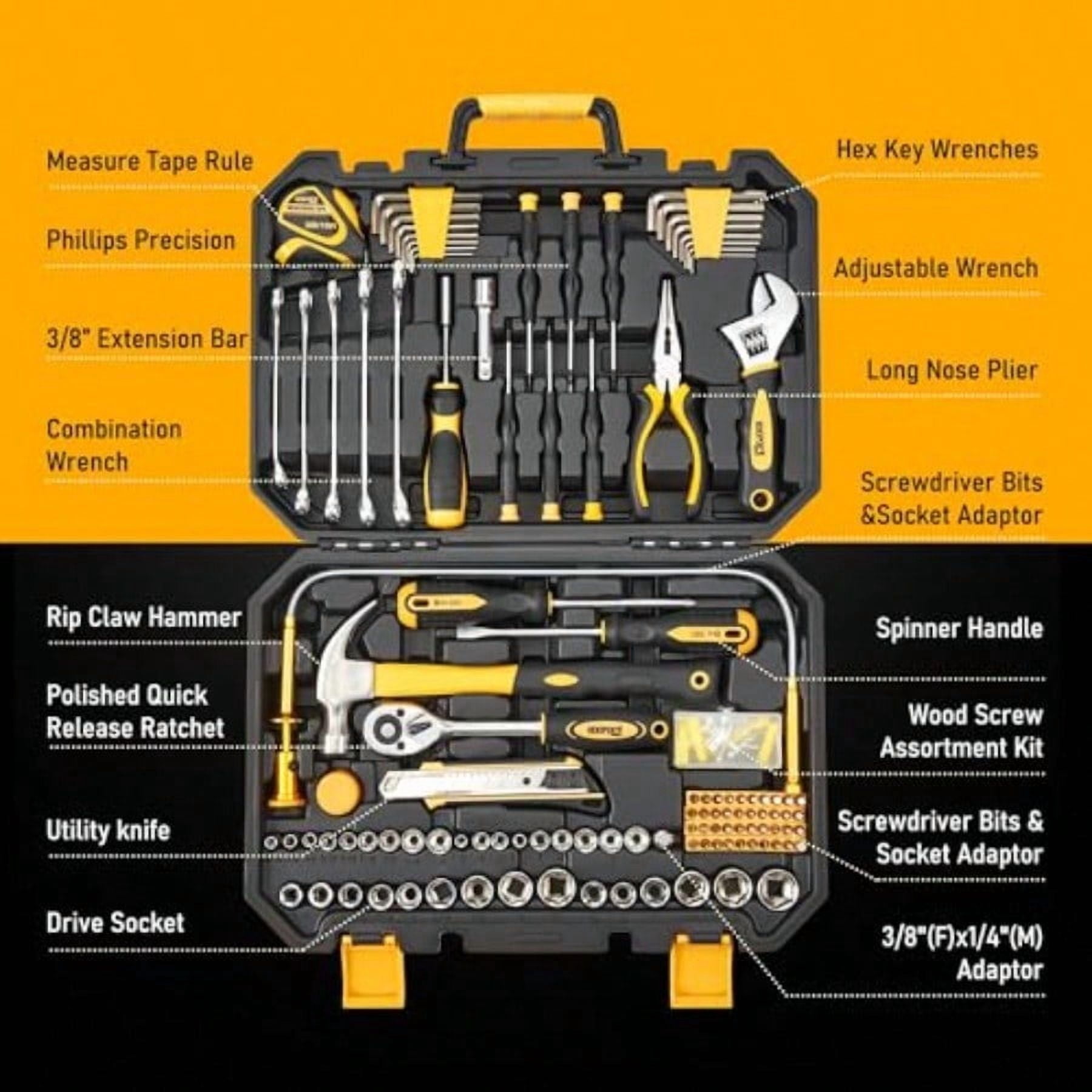 159 Piece Tool Set Tool Box Kit for Mechanic and Car General Household Home Tool Kit Basic Tool Kit for Home Auto Repair with Storage Case