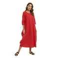 thumbnail image 4 of Women's Dress Long Sleeve Casual Plus Size Dress Solid Loose Casual Crewneck Long Dress,S-5XL, 4 of 7