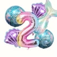 thumbnail image 1 of 6-Piece Mermaid Foil Balloon Set with Numbers 0-9 for Ocean Birthday Decor, 1 of 9