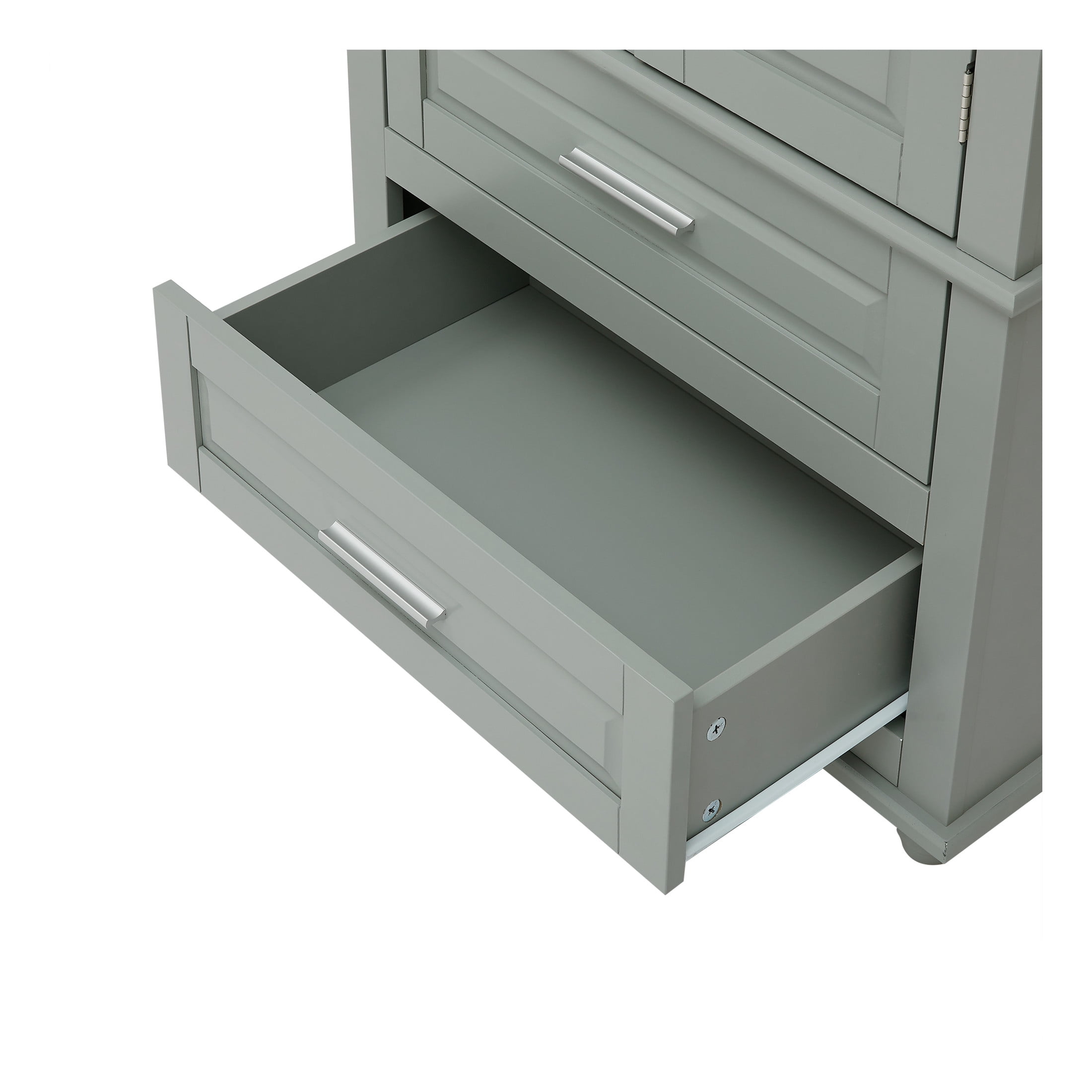 Torsi Modern Double Door Storage Cabinet with Drawers and Adjustable Shelves, Grey
