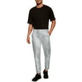 thumbnail image 2 of INSPIRE CHIC Shiny Pants for Men's Glitter 70s Disco Night Club Straight Leg Sequin Trousers 32 Silver, 2 of 6