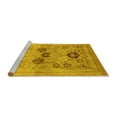 thumbnail image 2 of Ahgly Company Machine Washable Indoor Round Oriental Yellow Industrial Area Rugs, 4' Round, 2 of 4