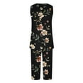 thumbnail image 5 of Mens Gifts! QATAINLAV 2 Piece Pajama Set for Women Floral Printed Crew Neck Tanks Vest and Cropped Pants Night Wear Cotton Comfy Lounge Sleepwear Black L, 5 of 7