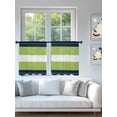 thumbnail image 4 of Sheer Curtains 54 Inch Length 2 Panels Set for Kitchen, Navy Blue Green Stripe Semi Sheer Curtains for Windows, Modern Art Horizontal Striped Voile Window Treatments Rod Pocket Curtain, 4 of 7