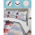thumbnail image 4 of Beach Lighthouse Twin XL Size Down Alternative Comforter, Lightweight Comforter Quilt Bedding Set with Pillow Shams Coastal Ocean Ship Sky Oil Painting All Seasons Bed Comforter Duvet Insert 68"x98", 4 of 7