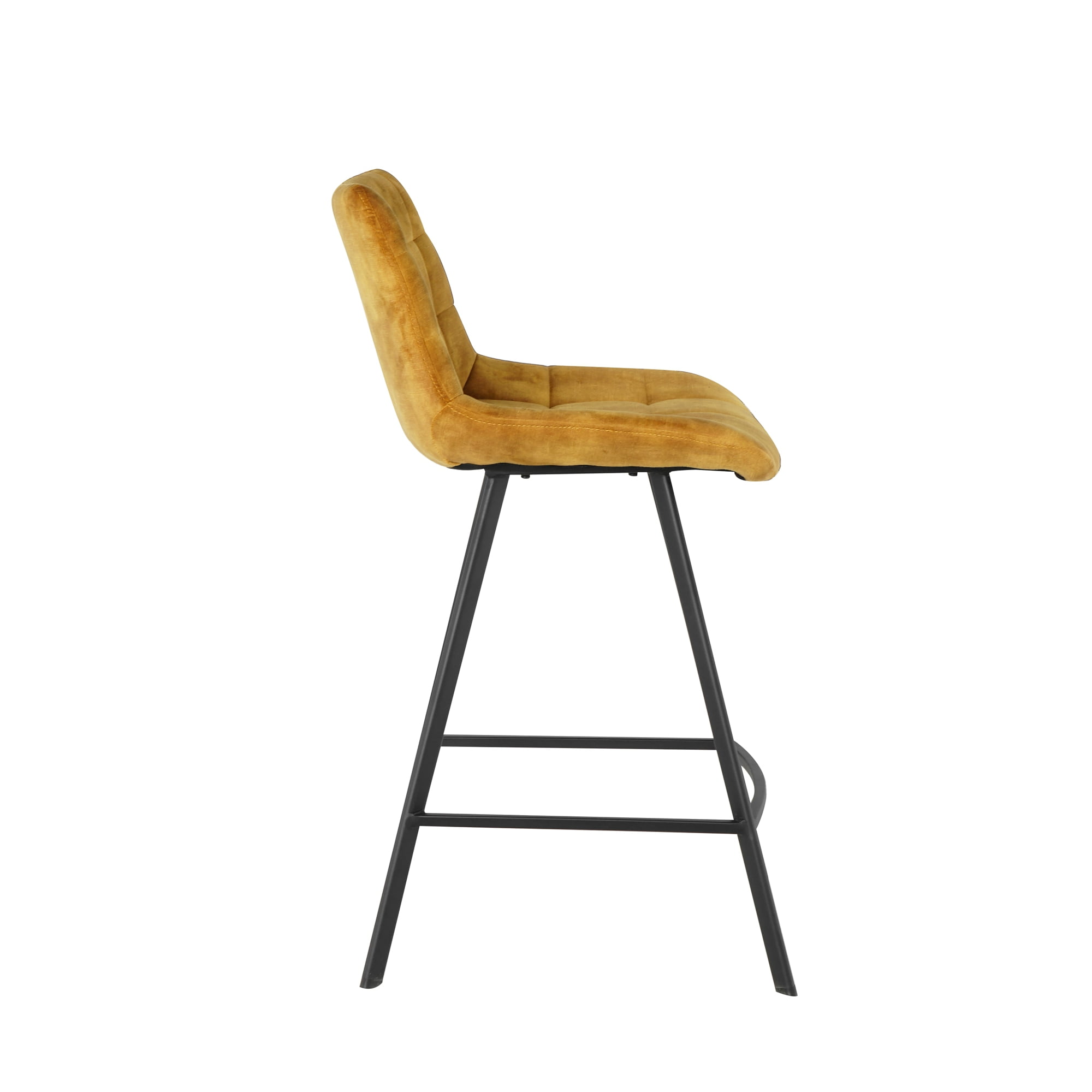 Kepooman 2 Pcs Leisure Barstool with Metal Legs, Modern Nordic Counter Height Bar Chair, Dark Yellow