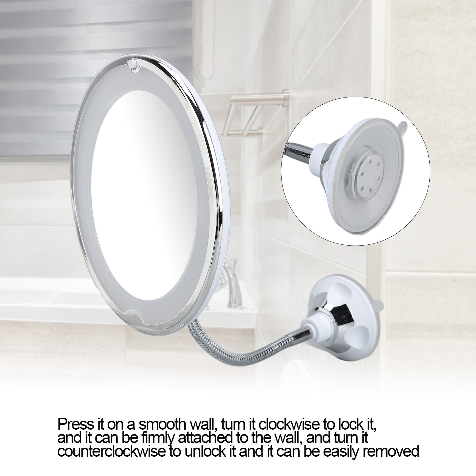 Miroir Grossissant 10X Avec 3 Ventouses - Miroir De Maquillage Portable Et Mural - 11
