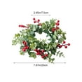 thumbnail image 3 of Beautynvta Christmas Candle Rings Wreath, Artificial Red Berries Eucalyptus Leaves Candle Wreath Hanging Wreath Candle Holder for Kitchen Cabinet Christmas Table Centerpiece, 3 of 9