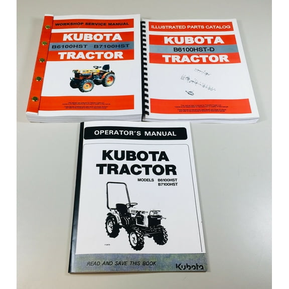 Kubota B6100Hst-D Tractor Service Parts Operators Manual Owners Catalog Book