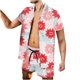 thumbnail image 1 of Conjunto casual de blusa y pantalones de playa de manga corta con estampado de botones para hombre Pompotops  oipoqjl35918, 1 of 5