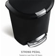 thumbnail image 4 of simplehuman 13 Gallon Trash Can, Black Plastic Semi-Round Step Kitchen Trash Can with Secure Slide Lock, 4 of 10