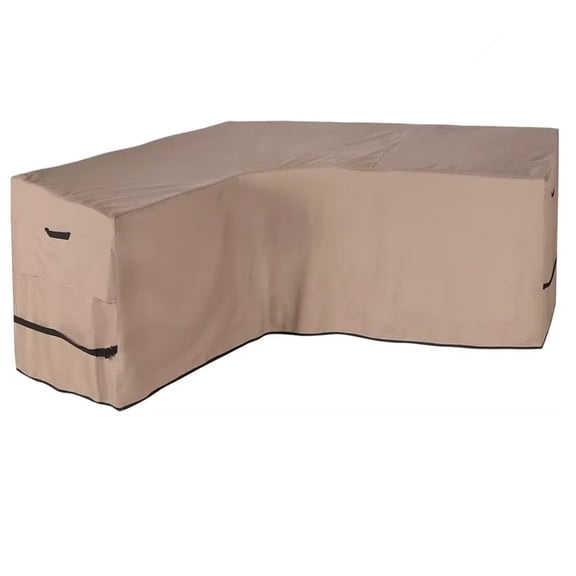 L-Shaped Left Facing Outdoor Sofa Cover (1Pc) - Waterproof All-Weather Sectional Couch Cover, 421D Heavy Duty with Secure Straps, for Backyard/Patio Deck