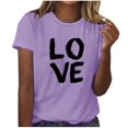 thumbnail image 2 of Holiday Deals kttectoa Classic Fit Casual T Shirt Basic Tops Womens Tops LOVE Print T Shirts Short Sleeve Crewneck Tee Tops for Ladies Get It Today Shopping, 2 of 4