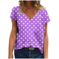 thumbnail image 3 of Inverlee T Shirts for Women V Neck Dressy Casual Short Sleeve Tops Loose Fit Dot Print Shirts Classic Vacation Tunic Blouse Tee Summer Fashion, 3 of 6