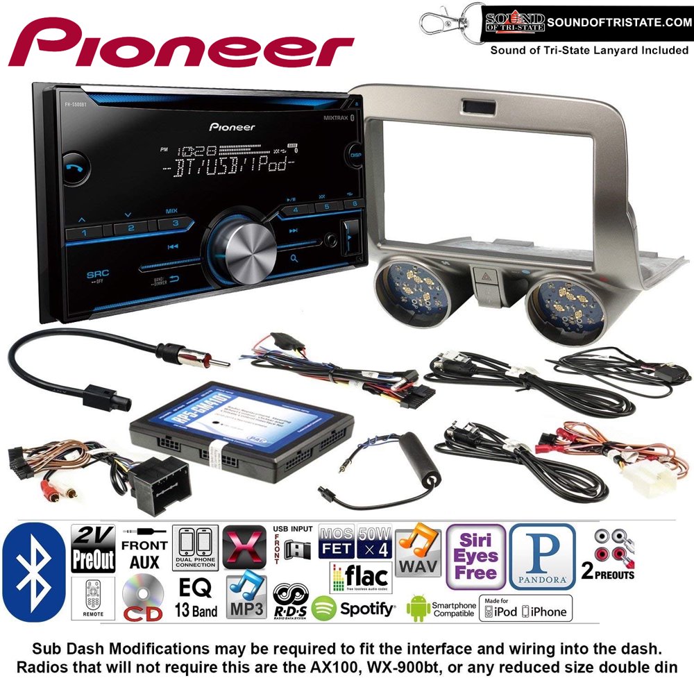 Pioneer FH-S500BT Double Din Radio Install Kit with CD Player Bluetooth