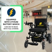 Fold And Travel Lightweight Foldable Remote Control Portable Electric Power Wheelchair - Gold Frame, Black Seat