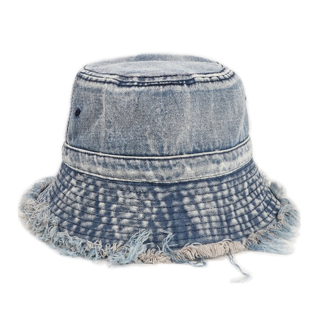 Sombrero de pescador de mezclilla vieja lavada retro con circunferencia de 56-58 cm, sombrero de lavabo para verano para hombres y mujeres
