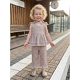 thumbnail image 5 of BemeyourBBs Toddler Baby Spring Summer Fall Clothes Cute Baby Girl Plaid Gingham 2 Pieces Outfit Bow Strap Sleeveless Tunic Shirt Babydoll Tank Vest Tops and Wide Leg Pants Set, 5 of 9