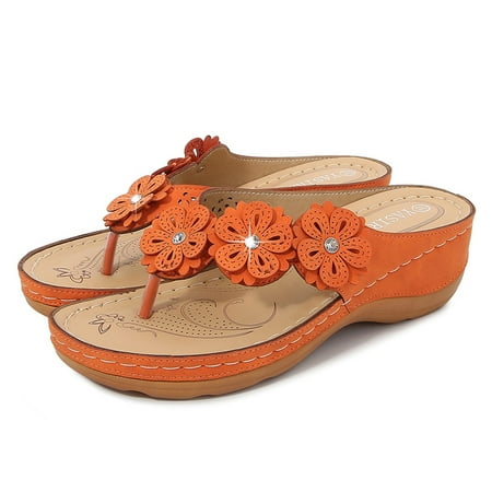 

MPWEGNP Sandals Women Fashion Women S Casual Shoes Breathable Thick-Soled Outdoor Leisure Slippers (Orange 6.5-7 )