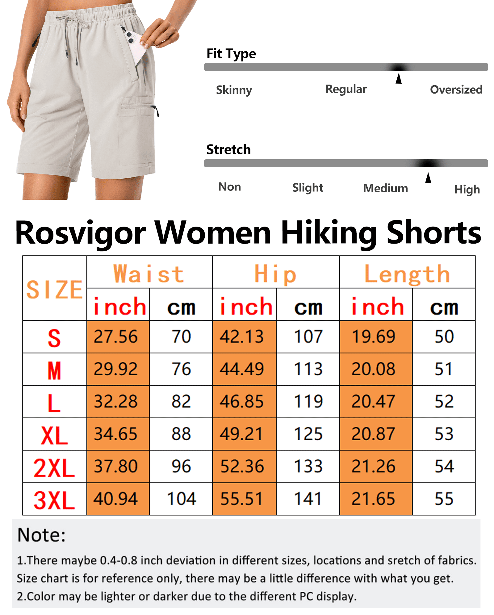 Rosvigor Womens Hiking Cargo Shorts Quick Dry Athletic Shorts for Women Golf Casual Summer Shorts with Pockets