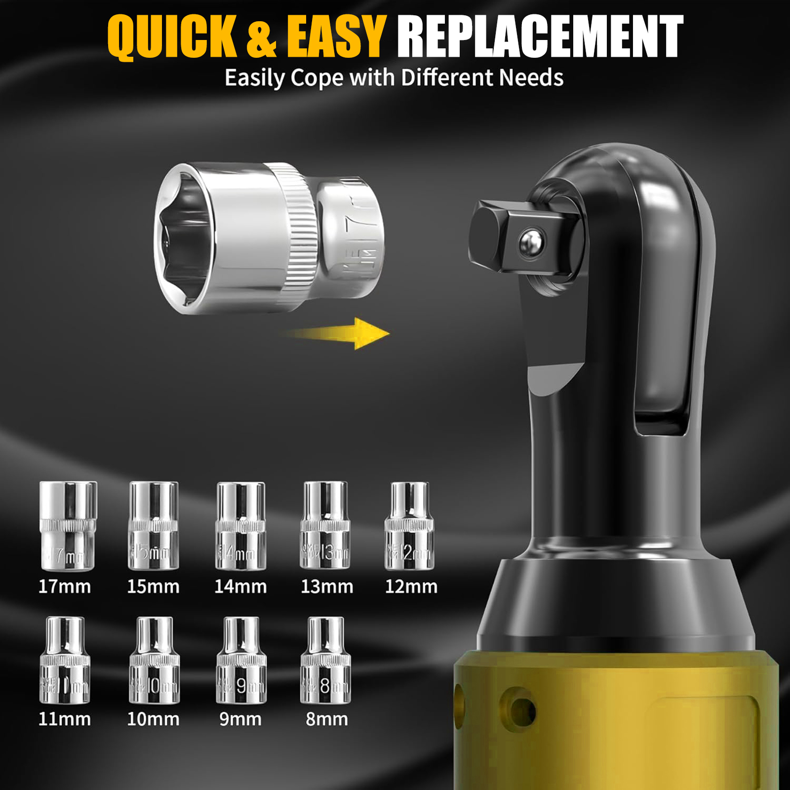 iMesheban 21V Electric Cordless Ratchet 3/8" &1/4" Right Angle Wrench Impact Power Tool w/2 Battery