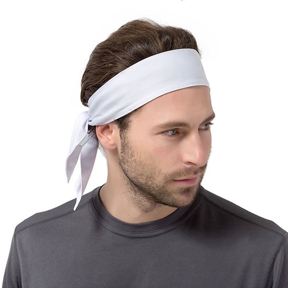 White Set of Unisex Sports Sweatband Head and Wrist Bands Gym Cycling Tennis