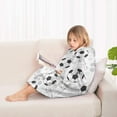 thumbnail image 4 of Gray Soccer Balls Pattern Blanket Hoodies for Kids 6-13YR Oversize Wearable Blanket Hoodies for Boys Girls Teens, 4 of 7