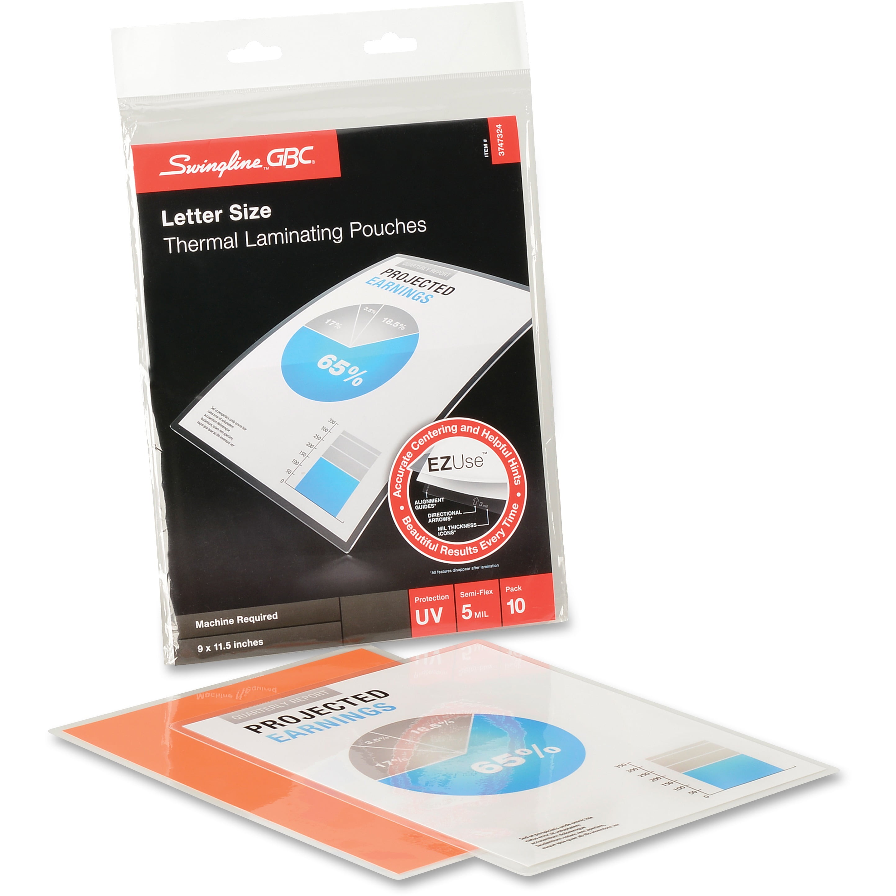 Swingline GBC, SWI3747324, EZUse™ Thermal Laminating Pouches, 10 / Pack