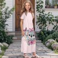 thumbnail image 3 of Uourmeti Tween Girls Maxi Dress Short Sleeve Round Neck Casual Flowy Cute Koala Rose Print Summer Long Dress for Girls Big Kids, Size 9-10 Years, 3 of 7