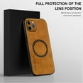 thumbnail image 4 of Allytechgroup MagSafe Compatible Phone Case for Apple iPhone 12 Pro Max, Slim Fit PU Leather TPU Back Cover Magnetic Shockproof Bumper Lightweight Retro Case Cover for iPhone 12 Pro Max, Brown, 4 of 10