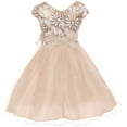 thumbnail image 2 of Big Girls' Cap Sleeve Flower Shaped Sequin Top Tulle Special Occasion Flower Girl Dress Champagne 14 (J21KS16), 2 of 4