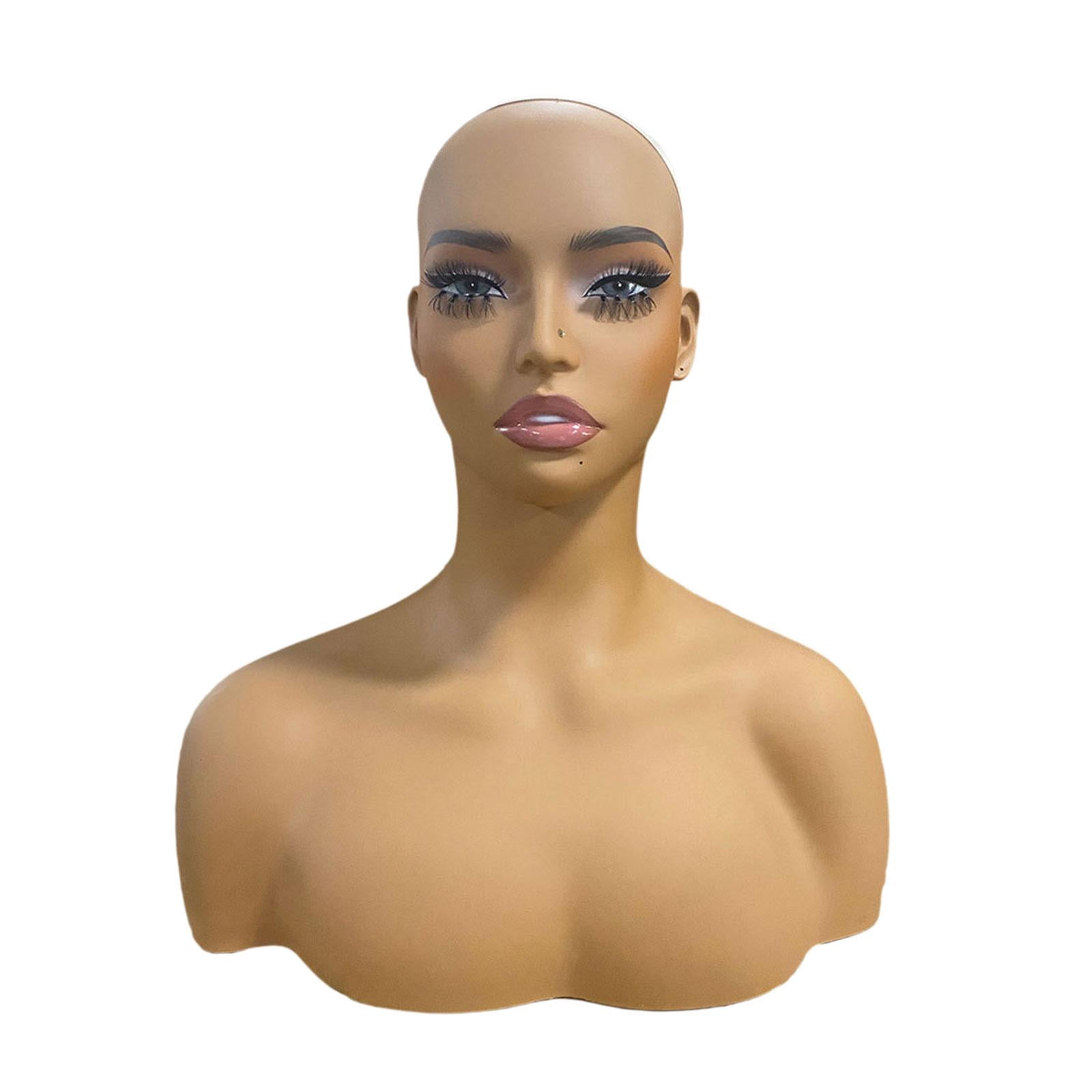 EHJRE Female Mannequin Head with Shoulders Hat Display Rack with Makeup Holder Display Model for Sunglasses Hairpieces Hats