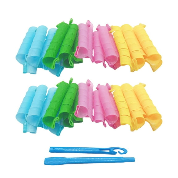 Tkrady 42 Pieces Spiral Curlers Wave Curls Kit, No Heat Hair Curlers Styling, 40 Pieces Hair Curler Rollers Curling Rods 2 Pieces Styling Hooks for Hair Supplies (7.87 Inch)