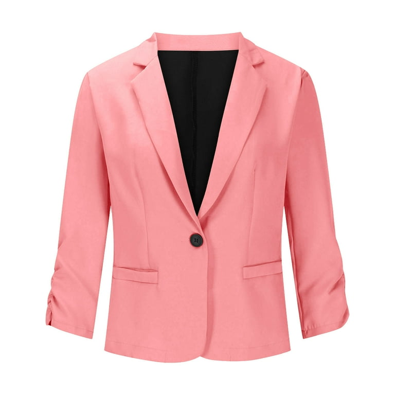 Abomasnow 2025 Women's Summer Linen Blazer 3/4 Sleeve Lightweight