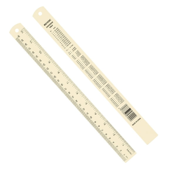 Uxcell 30cm/12" Metal Ruler, 2 Pack Aluminum Alloy Rulers with Centimeters, Millimeters, Inches and Conversion Table Straight Edge Ruler for Writing Machinist Drafting, Yellow