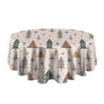 thumbnail image 5 of Multicolor Christmas Tree Pattern Round Tablecloth 60"x60",Wrinkle Wipeable Table Cloth for Kitchen Dining Room Picnic Patio Party, 5 of 6