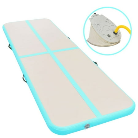 Dcenta Inflatable Gymnastics Mat with Pump 275.6"x39.4"x3.9" PVC Green