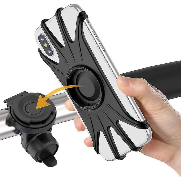 Soporte para teléfono para bicicleta, soporte de teléfono de silicona desmontable para bicicleta, giratorio 360, identificación facial y táctil, soporte universal para teléfono para motocicl