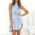 thumbnail image 4 of Pompotops Women's Leopard Print Round Neck Front Short Back Long Ruffle Dress Women, 4 of 8