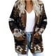 thumbnail image 2 of Chaquetas y abrigos casuales de manga larga sin capucha para mujer, con estampado étnico, cuello en V, manga larga, con capucha, abrigos casuales finos, top de poliéster para mujer, 2 of 6