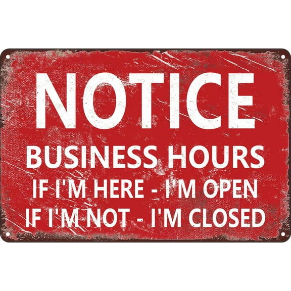Metal Sign Notice Business Hours Open And Closed Sign Retro Vintage Tin Signs For Business Stores, Bars, Cafe Barber Shops IndoorOutdoor Decores (Aluminum) Size: 8 x 12 inch
