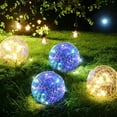 thumbnail image 4 of [4pcs Solar Lights] 4pcs Solar Powered Crack Glass Ball Outdoor Lights | Garden Pathway Lights with Ground Stakes, 2-Hour Charge 6-8 Hour Use | Deal for Valentine's Day Wedding Decor Patio Lawn, 4 of 12