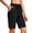 *Black, variant on Women's Drawstring Elastic High Waist Knee Length Bermuda Shorts with Pockets,Summer Casual Walking Shorts Wine,Women's Plus L