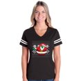 thumbnail image 1 of Womens Christmas Dancing Santa Football V-Neck T-Shirt, 1 of 5
