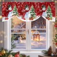thumbnail image 6 of Red Christmas Snowman Tie Up Valances Curtain, Xmas Ball Pine Tree Snowflake Wood Grain Adjustable Rod Pocket Short Window Treatment Tie Up Curtains Valances for Kitchen Living Room Bathroom 60x18 In, 6 of 9