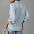 thumbnail image 4 of Stichou Long Sleeve Denim Shirt Women Button Down Chambray Shirt Casual Snap Jean Shirts Blouse Top Light Blue S, 4 of 4