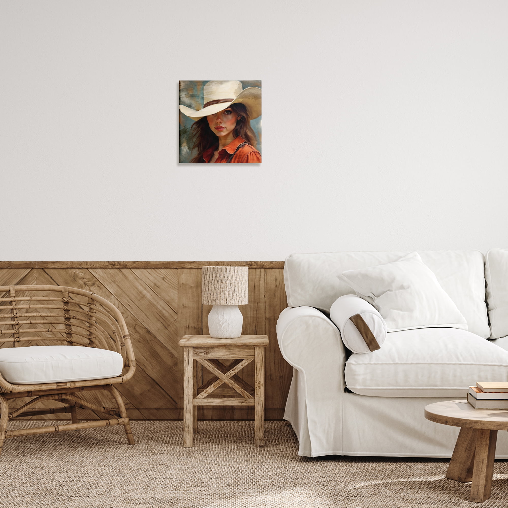 Cowgirl Gaze Beneath Hat Canvas Wall Art, design by Kim Allen