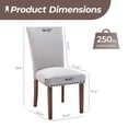 thumbnail image 4 of Mid-Century Fabric Dining Chairs Set of 2 with Nailhead Detail and Wooden Legs, Upholstered Side Chairs for Kitchen and Dining Room – Lightgrey, 4 of 6